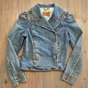 Vintage Levi Women’s Denim Notch Collar Double Breasted 2 Pocket Jacket - Medium